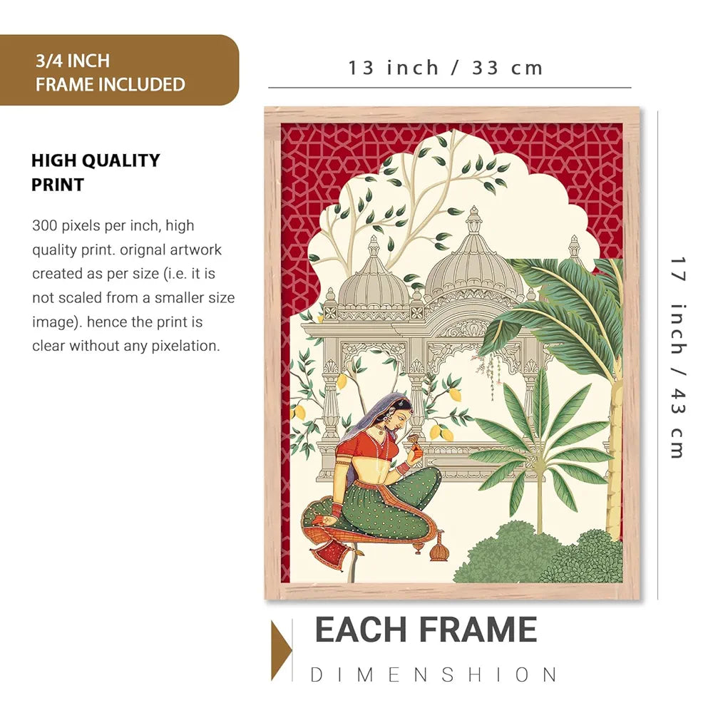 Kotart Pichwai Art Painting Framed Wall Painting Traditional Indian Wall Art Madhubani Paintings set of 6 B