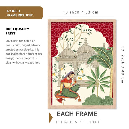 Kotart Pichwai Art Painting Framed Wall Painting Traditional Indian Wall Art Madhubani Paintings set of 6 B