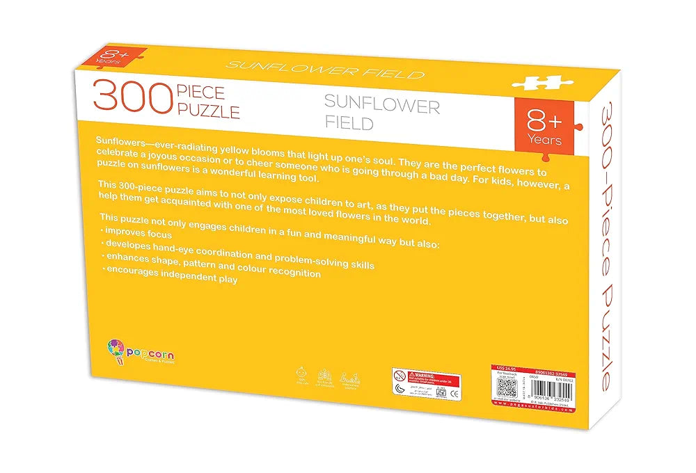 Popcorn Games & Puzzles 300 Piece Puzzle Sunflower Field |Improves Your Child Memory, Logical Thinking, Visual Perception & Concentration