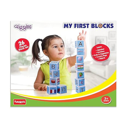Funskool Giggles My First Block Learning Acitvity Motor Skills Learn Letters and Numbers Fruits & Vegetables Country Flags