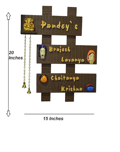 Karigaari India Customized Wooden Family Name Plate for Home Entrance