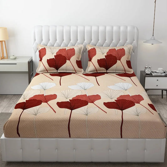 Fresh From Loom Floral King Size Bedsheet Microfiber Rotary Printed with 2 Pillow Covers Multicolor