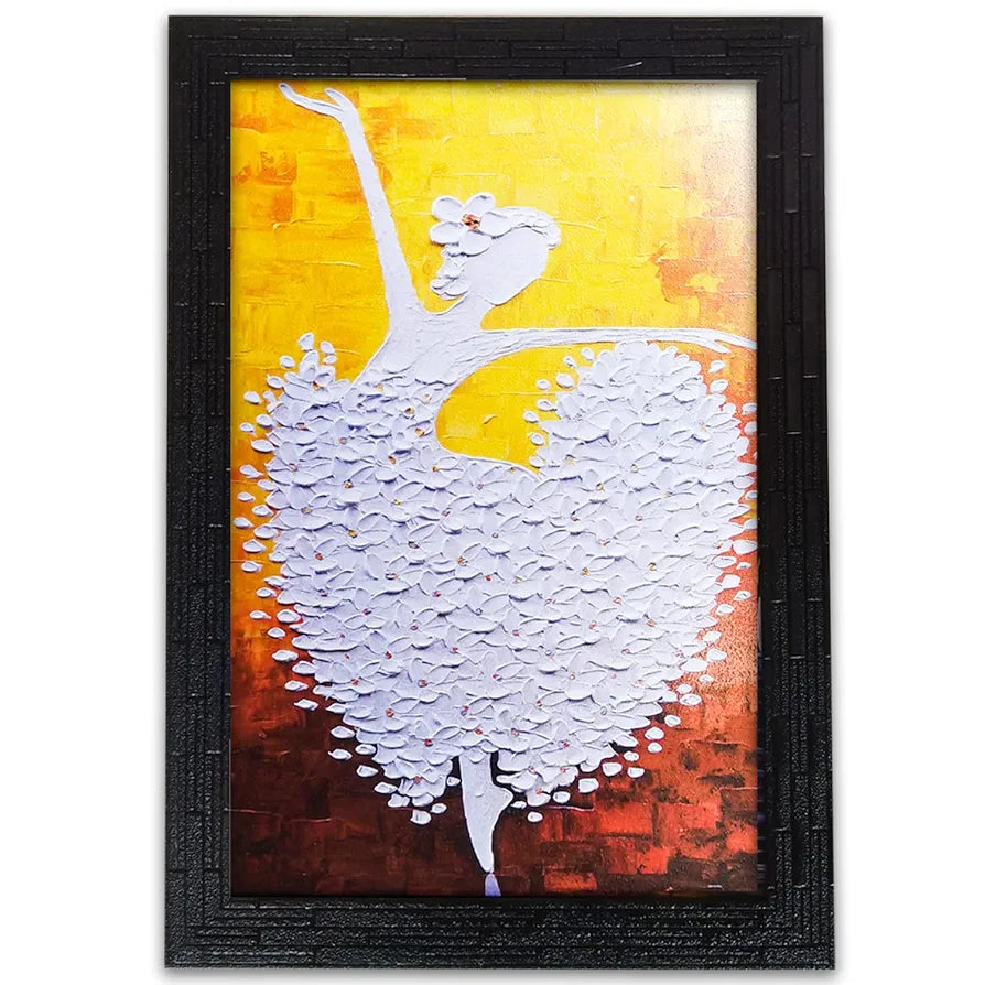 Lifehaxtore Abstract Art Wooden Dancing Girl Framed Painting