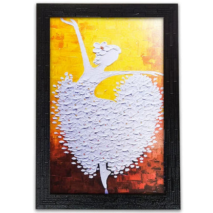 Lifehaxtore Abstract Art Wooden Dancing Girl Framed Painting