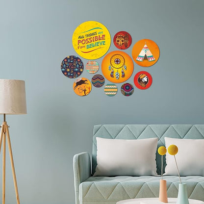 Artvibes Nature Designer Mdf Wooden Wall Hanging for Home | Set of 11