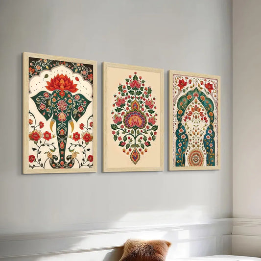 ArtX Paper Madhubani - 02 Paintings with Frame Set of 3