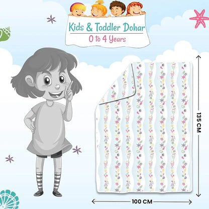 Divine Casa Pure Cotton Printed Single Dohar for Newborn Baby 120 GSM Soft & Lightweight Throw Blanket Colour Cosmic Sky