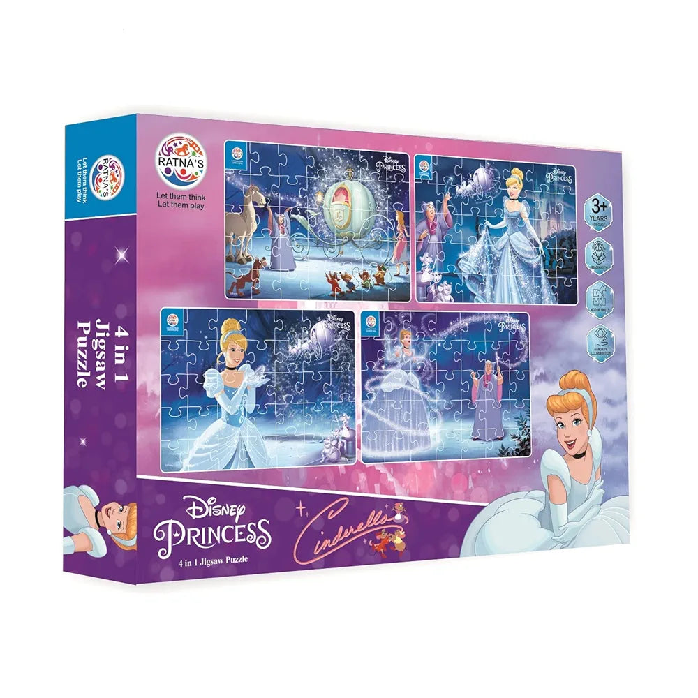 Ratna's 4 in 1 Disney Jigsaw Puzzle 140 Pieces for Kids. 4 Jigsaw Puzzles 35 Pieces Each 