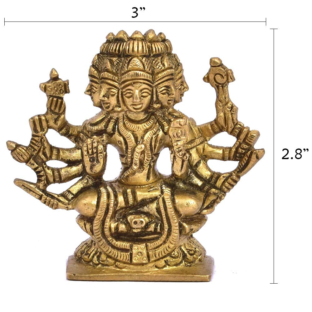 The Advitya Brass Gayatri Devi/ Mata Statue | Idol for Car Dashboard | 5 Face Goddess Savitri Murti