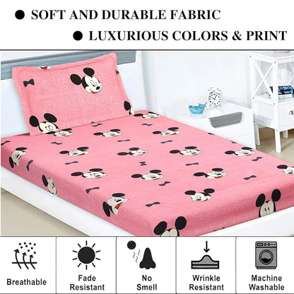 Kuber Industries Cotton Single Bedsheet with 1 Pillow Cover Wrinkle Bedroom Pink