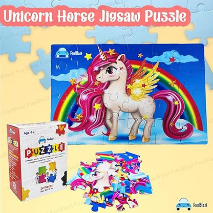 FunBlast Unicorn Horse Jigsaw Puzzle for 4+ Year Old Kids, Jigsaw Puzzle for Kids 24 Pcs