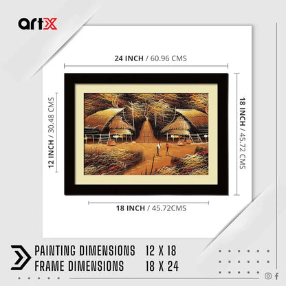 ArtX Paper Premium Village Scene Wall Art Painting Multicolor Village