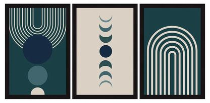 ArtX Paper Bohemian Shapes Wall Painting Boho Framed Painting Set Of 3
