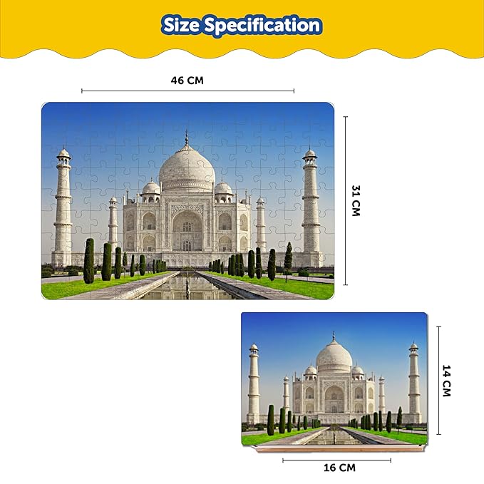 Mini Leaves the Taj Mahal Agra | India Wooden Jigsaw Puzzles | 108 Pieces | for Kids 9+ and Adults