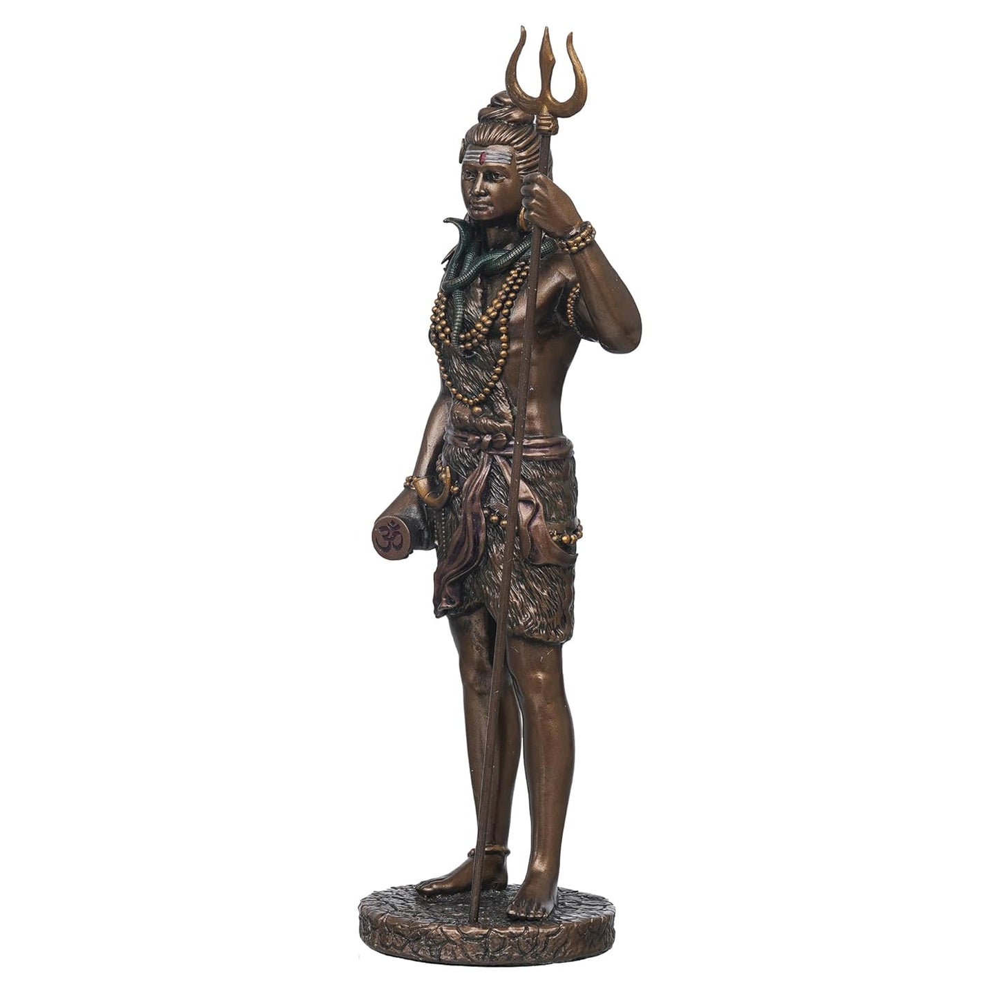 Ecraftindia Polyresin Bronze Finish Standing Lord Shiva Statue With Trishul and Damru | Hindu God Idol for Puja Room