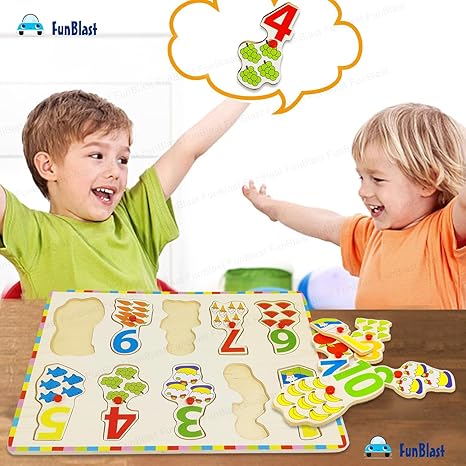FunBlast Wooden Colorful Learning for Kids with Knobs Educational Learning Wooden Board