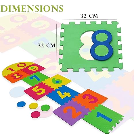 FunBlast Hopscotch Mat for Kids Foam Mat Puzzle for Kids Indoor and Outdoor Hopscotch Game