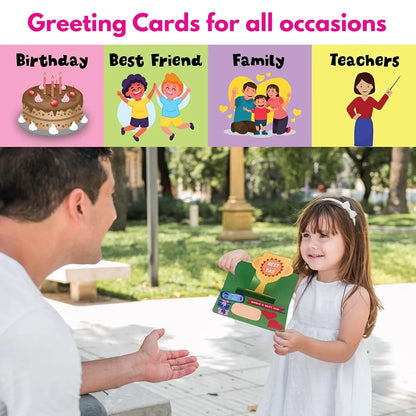 SparkLPlay Greeting Card Making Kit for Kids Ages 4 to 12 | Set of 10 DIY Pop-Up Cards | Art & Craft Kit | Scissor Skills Activity Book | Gift for Girls & Boys | Cards for Friends & Family