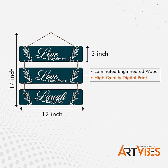 Artvibes Live Love Laugh Wooden Hanger for Home Decor | Wall Hangings for Decoration | Artworks