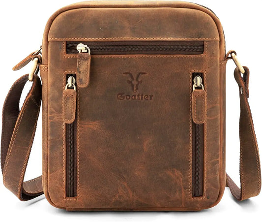 Goatter Genuine Leather Multi Pocket 9" Inch Messenger Sling Bag For Men