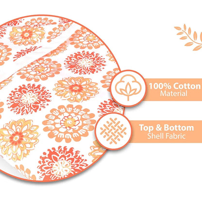 Divine Casa Floret 100% Cotton Single Dohar 120 GSM Soft & Lightweight Throw Blanket Colour Red Orange