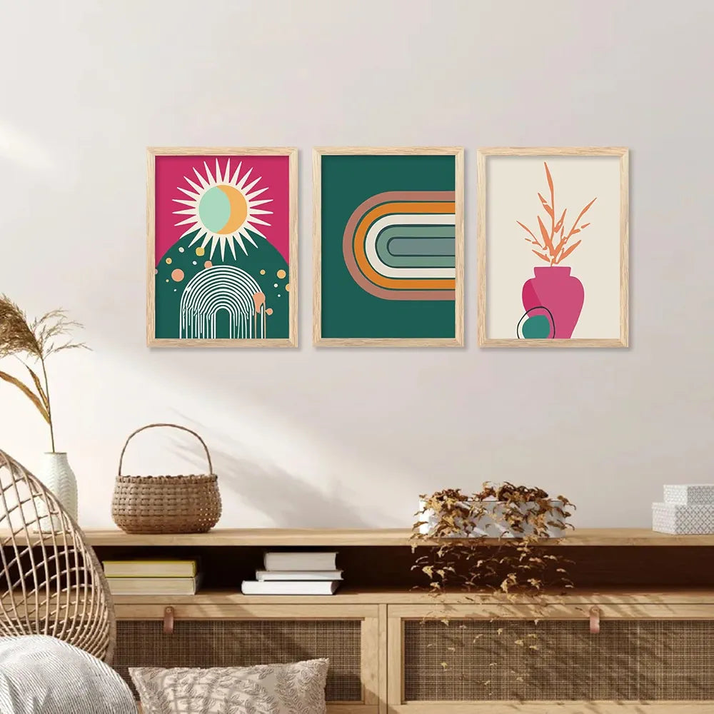 Kotart Minimal Boho Painting with Frame Wall Painting for Living Room Pack of 6