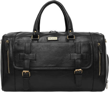 Fur Jaden Weekender Premium Duffle Bag with Shoe Pocket for Travel for Men and Women Made of Faux Leather with Attachable Shoulder Strap Cabin Holiday Bag 