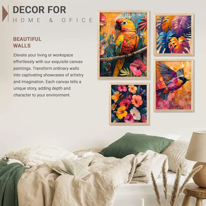 Kotart Floral Wall Art wall poster with Glass Frames Hanging for Wall frames Set of 4 big frames I