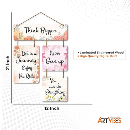 Artvibes Think Bigger Decorative Wall Art Mdf Wood Hanger for Home Decor | Quotes Items | Artworks for Decoration