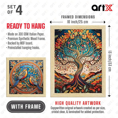 ArtX Paper Madhubani Madhubani-SO4-01 Multicolor Set of 4