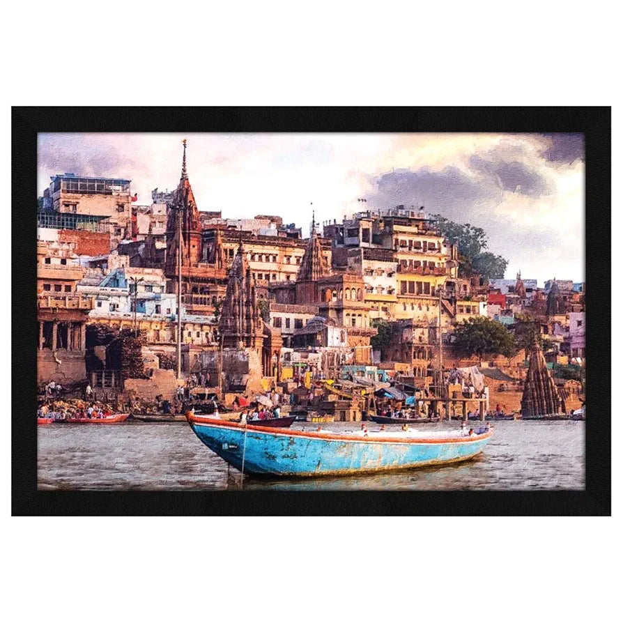 ArtX Paper Varanasi Ghat Wall Art Painting Framed