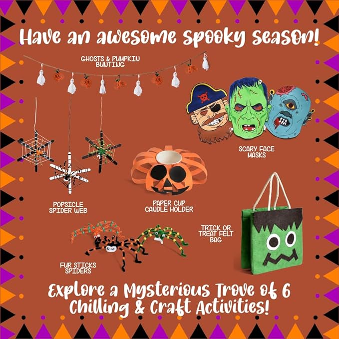 Kalakaram Diy Spookyville Chills Craft Box, Mysterious Trove of 6 Craft Activities | Diy Craft Kit for Kids | Activity Kit for Kids