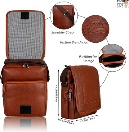 Leather World Sling Bag for Men PU Leather Messenger Cross Body Travel Office One Side Chest Shoulder Bag for Men & Women