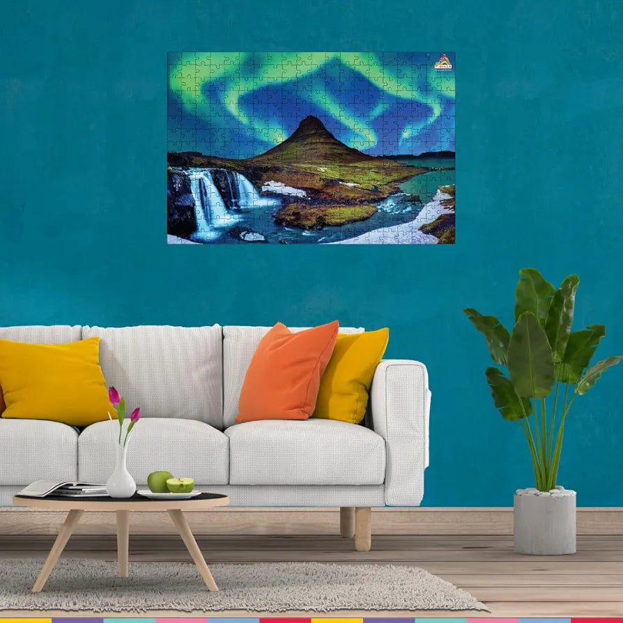 Playhills Aurora Borealis, Northern Lights  Landscape Wooden Jigsaw Puzzle for Children and Adults 8+ Years| Focus, Mind Relaxation Puzzles Family and Activity Games