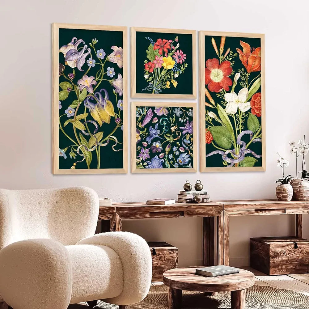 Kotart Home Dacor Abstract Painting Decorative Modern Big Size Wall Art poster With Frame Digital Reprint Engineered Wood Set of 4 Art5