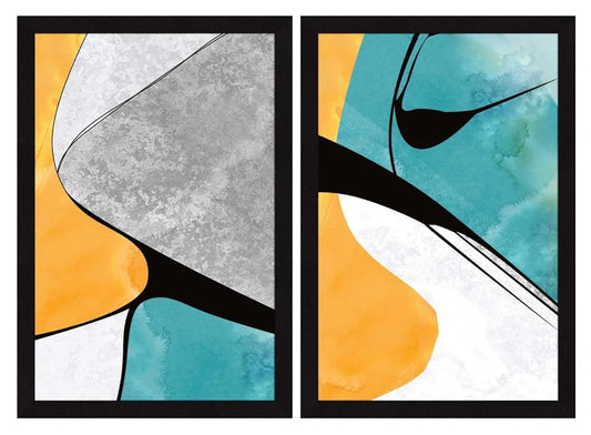 ArtX Paper Scenery Aesthetic Wall Decor Paintings with Frame Set Of 2