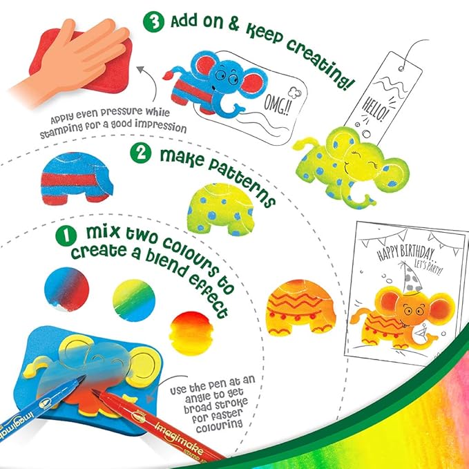 Imagimake Stamp Art Jungle Coloring & Stamping Set for Girls & Boys