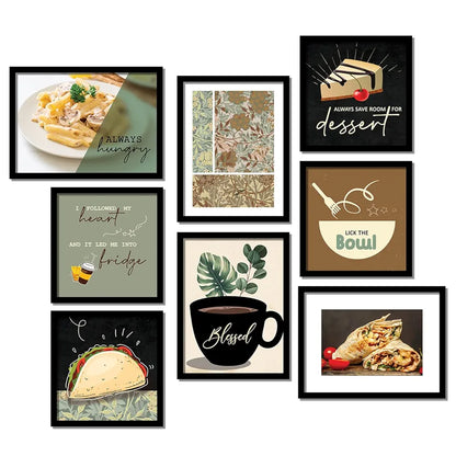 Kotart Always Hungry Restaurant Quotes Wall Posters With Frame Set of 8