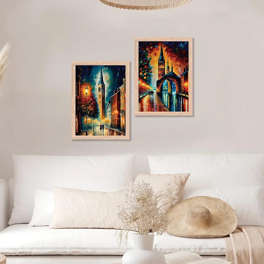 Kotart Premium Digital Painting with Frame for Home Decoration Iconic City Painting Pack of 2 Design01