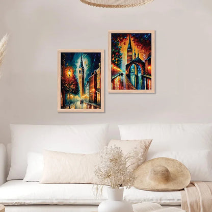 Kotart Premium Digital Painting with Frame for Home Decoration Iconic City Painting Pack of 2 Design01