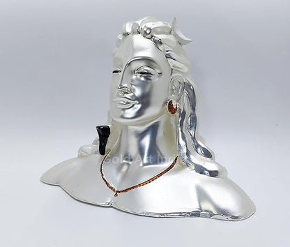Gold Art India Silver Plated Adiyogi Shiva Statue Mahadev Murti Colour Silver Matte