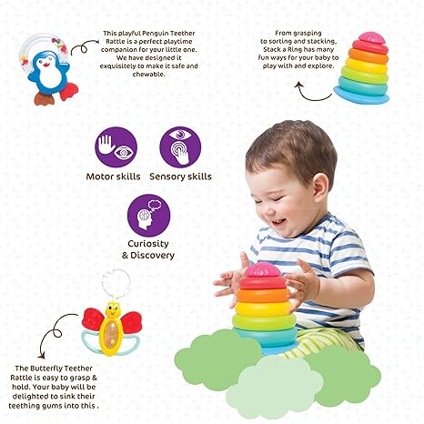 Funskool Plastic Giggles Baby's Gift Set Multicolour Baby Toy Gift Set for New Born