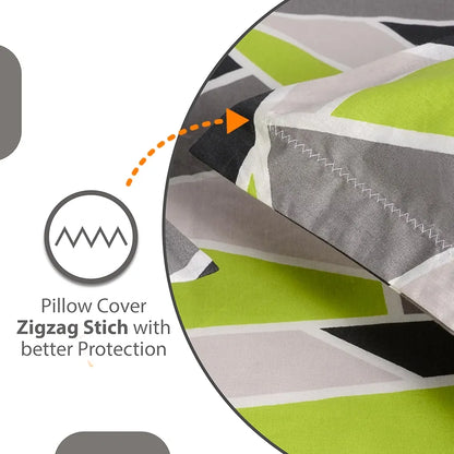 Divine Casa 100% Cotton Bedsheet for Single Bed, 144 TC Bedsheet Single Size Bed Cotton with 1 Pillow Cover Lime Grey