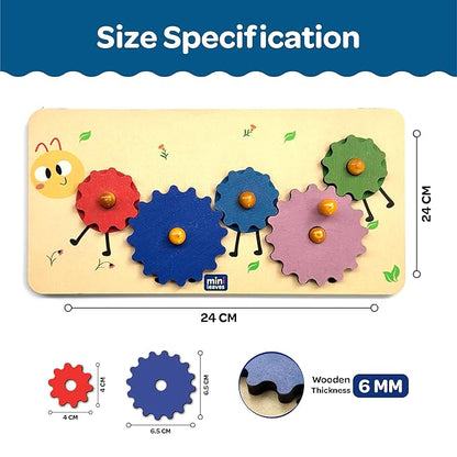 Mini Leaves Walking Snail Wooden Gear Toys With 5 Interchangeable Gears for 2+ Years | Fine Motor Skill Motion Educational Wooden Learning Toys