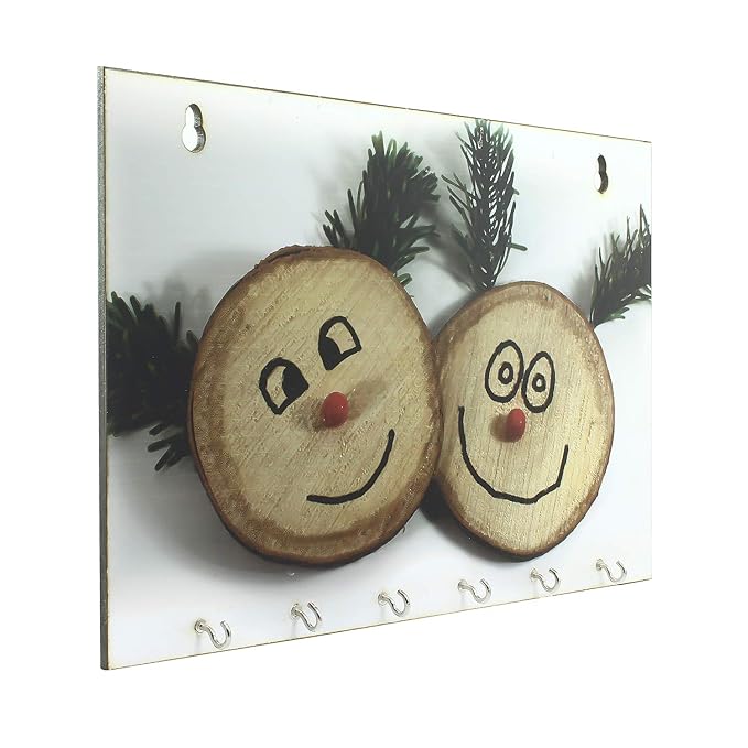 Ecraftindia Smilie Theme Wooden Key Holder With 6 Hooks