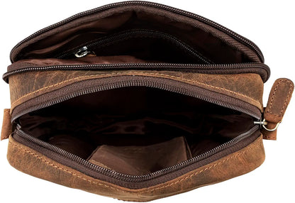 Goatter Genuine Leather Multi Pocket 9" Inch Messenger Sling Bag For Men