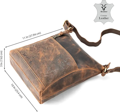 Goatter Hunter Leather 11" Inch Sling Cross-BodyBag/Shoulder Bag for Girls And Women