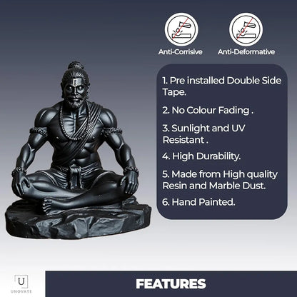 Unovate Lord Hanuman Idol Black for Car Dashboard