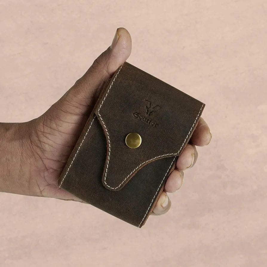 Goatter Leather Material Mens Cigarette & Lighter Cover, Dark Brown 