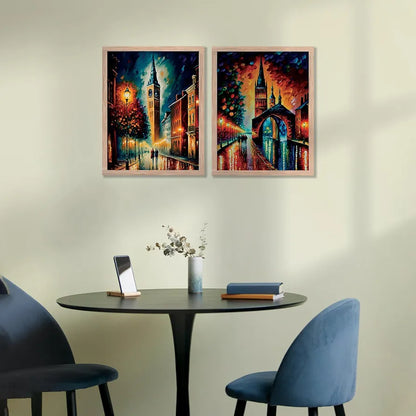Kotart Premium Digital Painting with Frame for Home Decoration Iconic City Painting Pack of 2 Design01